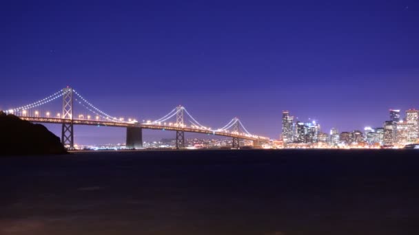 Puente Bahía San Francisco Desde Treasure Island Time Lapse Night — Vídeo de stock
