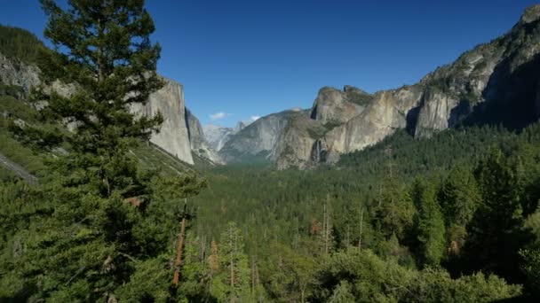 Yosemite National Park Tunnel View Dolly Capitan Och Bridalveil Fall — Stockvideo