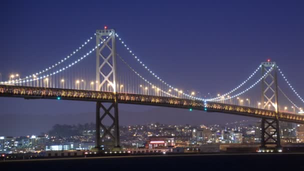 San Francisco Bay Bridge Treasure Island Time Lapse Night Traffic — Video