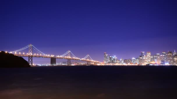 Міст Затоки Сан Франциско Від Treasure Island Time Lapse Night — стокове відео