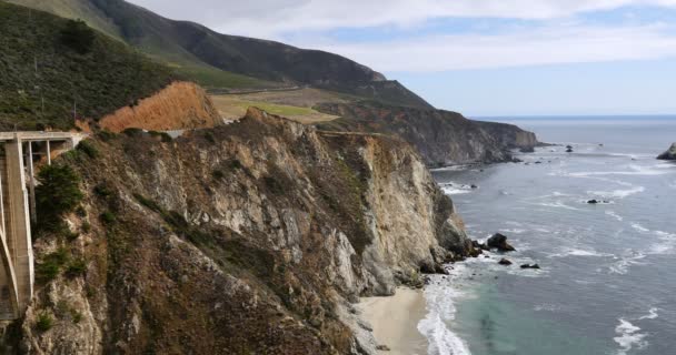 Big Sur Bixby Bridge Pacific Coast Highway Wzdłuż Rugged California — Wideo stockowe