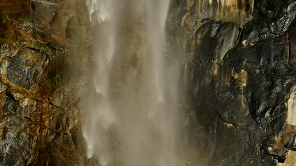 Parque Nacional Yosemite Queda Bridalveil 96Fps Cachoeiras Câmera Lenta Califórnia — Vídeo de Stock