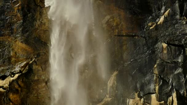 Yosemite National Park Bridalveil Fall 96Fps Slow Motion Waterfalls California — Stock Video