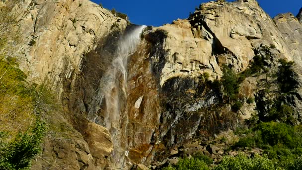 Yosemite National Park Bridalveil Fall 96Fps Slow Motion Waterfalls California — Stock video