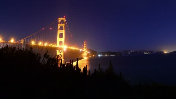 San Francisco Golden Gate Bridge Time Lapse Night Cityscape Stars — стокове відео