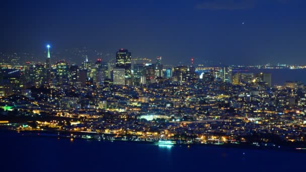 San Francisco Time Lapse Cityscape Downtown Marin Headlands Dusk California — Vídeo de stock