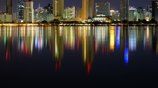 San Diego Night Skyline Reflecties Coronado Bay Californië Usa Time — Stockvideo