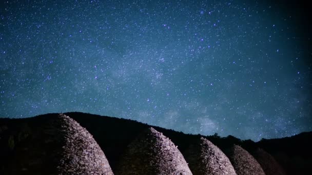 Vía Láctea Galaxia Meteorito Tiempo Lluvia Lapso Aquarids Astrofotografía Galaxy — Vídeos de Stock