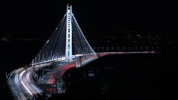 San Francisco Bay Bridge Treasure Island Time Lapse Night Traffic — Vídeo de Stock