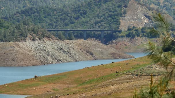 Presa Del Embalse Don Pedro Bajo Nivel Agua Parque Nacional — Vídeo de stock
