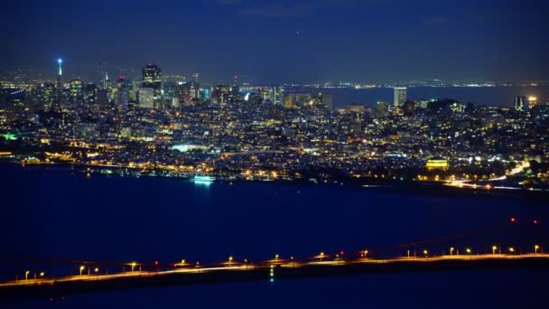 San Francisco Golden Gate Bridge Zeitraffer Sonnenuntergang Bis Nacht Kippt — Stockvideo