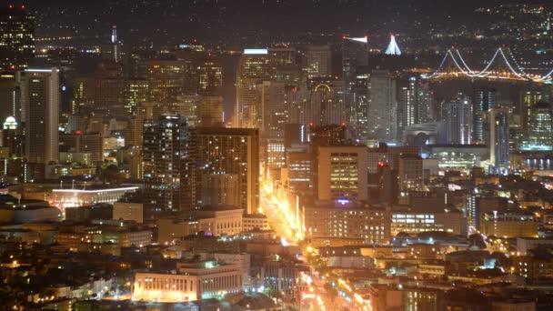 San Francisco Telephoto Cityscape Twin Peaks Time Lapse Downtown California — стокове відео