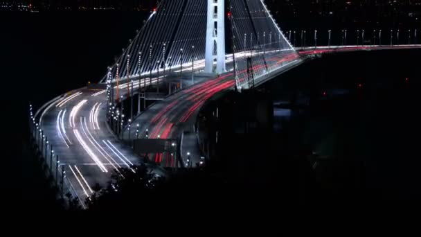 San Francisco Bay Bridge Treasure Island Time Lapse Night Traffic — Vídeo de Stock
