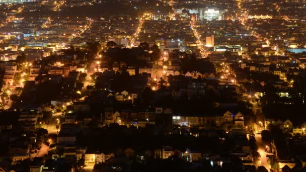 San Francisco City Grids Time Lapse Twin Peaks Night California — Vídeos de Stock