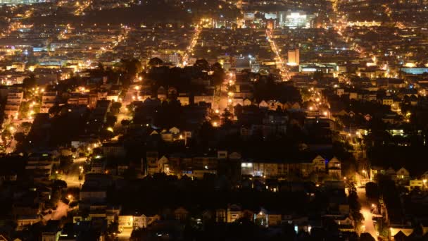 San Francisco City Grids Time Lapse Twin Peaks Night California — Vídeo de stock