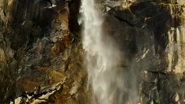 Yosemite National Park Bridalveil Fall 96Fps Tilt Slow Motion Waterfalls — Stock video