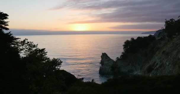 Big Sur View Från Mcway Falls Mcway Cove Sunset Kalifornien — Stockvideo