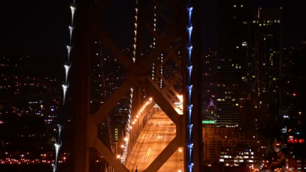 San Francisco Bay Bridge Treasure Island Time Lapse Night Traffic — Vídeo de Stock