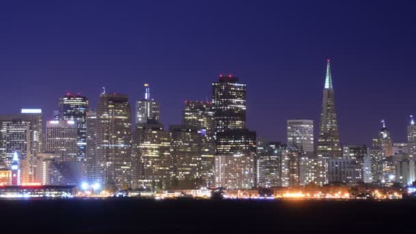 São Francisco Skyline Treasure Island Time Lapse Cityscape Pan Esquerda — Vídeo de Stock