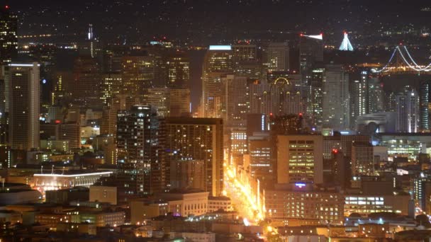 San Francisco Telephoto Cityscape Twin Peaks Time Lapse Downtown Pan — Stock video