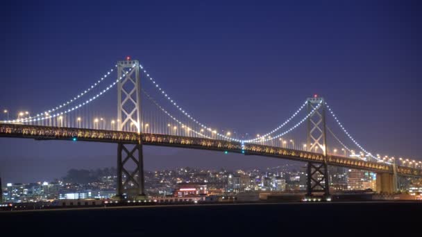 San Francisco Bay Bridge Från Treasure Island Time Lapse Night — Stockvideo