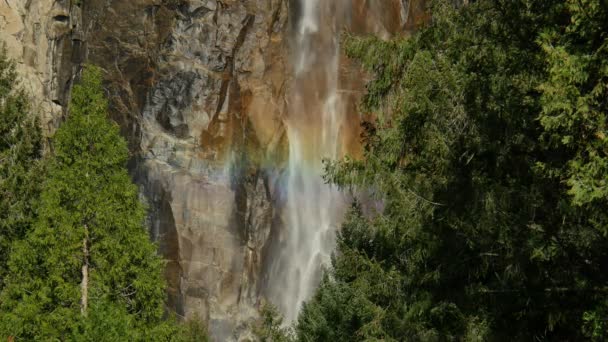 Yosemitský Národní Park Bridalveil Fall Rainbow Waterfall California Usa — Stock video