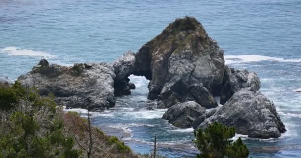 Big Sur Mcway Rocks Julia Pfeiffer Burns State Park Vista — Video Stock