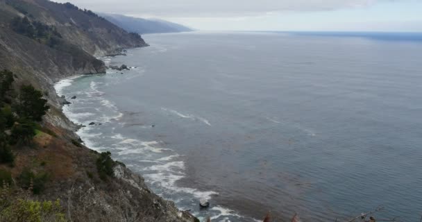 Big Sur Hazy Day Central California Coastline Estados Unidos — Vídeo de stock