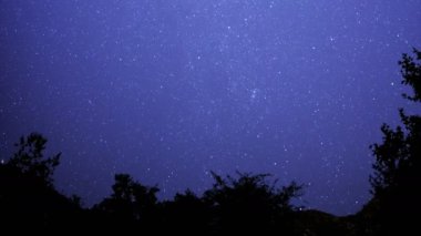 San Gabriel Dağları Ulusal Anıtı Kaliforniya Yıldızlı Gökyüzü Samanyolu Galaksisi Orman Sağında Zaman Hızı
