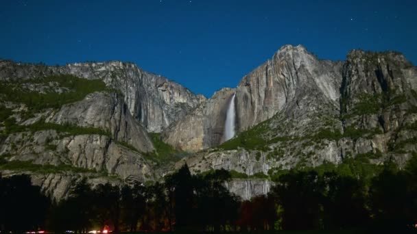 Yosemite National Park Moonbow Time Lapse Lunar Rainbow Tilt California — Stock video