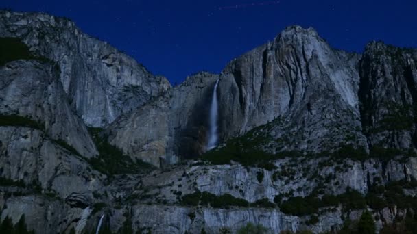 Yosemite Falls Stars Time Lapse Zoom Out California Usa — Video Stock