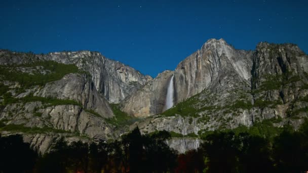 Yosemite National Park Moonbow Time Lapse Lunar Rainbow California Usa — Stock video