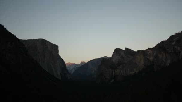 Yosemite Sunset Night Vintergatan Galaxy Time Lapse Tunnel View California — Stockvideo