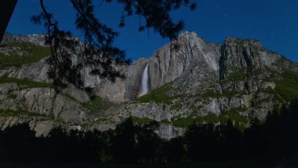 Yosemite National Park Moonbow Time Lapse Moon Rainbow California Usa — 图库视频影像