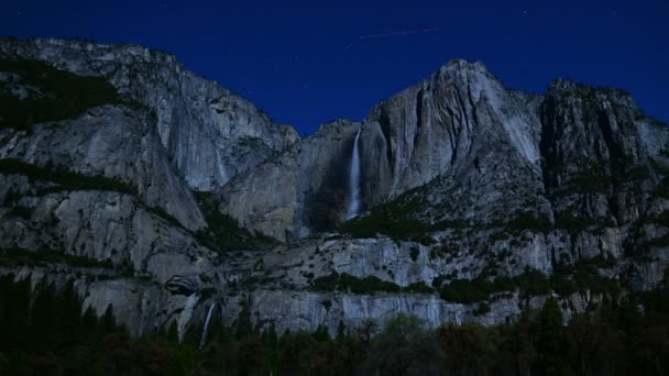 Yosemite Falls Stars Night Sky Time Lapse California Usa — Video Stock