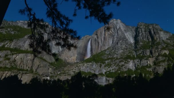 Yosemite National Park Moonbow Time Lapse Lunar Rainbow Tilt California — Stock video