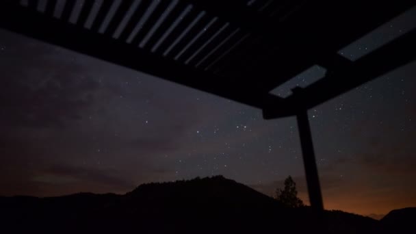 Sierra Nevada Montañas Vía Láctea Galaxia Camping Balcón Dolly Shot — Vídeos de Stock