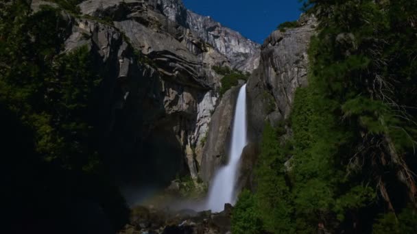 Yosemite Lower Falls Moonbow Time Lapse Lunar Rainbow California Amerikai — Stock videók