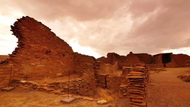 Chaco Kultura Narodowy Park Historyczny Czas Lapse Pueblo Bonito Ruiny — Wideo stockowe