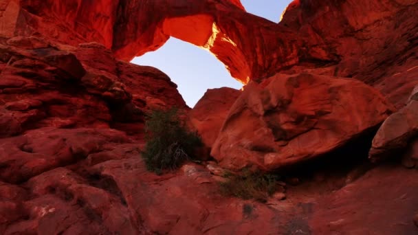 Arches National Park Tilt Double Arch Sunset Utah Sud Ovest — Video Stock