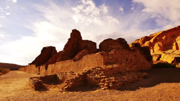 Chaco Culture National Historical Park Time Lapse Pueblo Bonito Native — Stock Video
