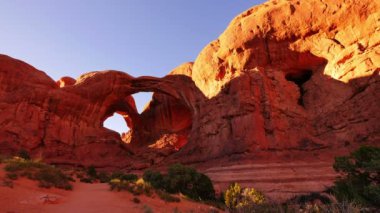 Arches Ulusal Parkı Pencere Bölümü Günbatımı Çift Kemer Utah Güneybatı ABD