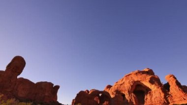 Arches Ulusal Parkı Çift Eğik Kemer Gün Batımı Utah Güneybatı ABD