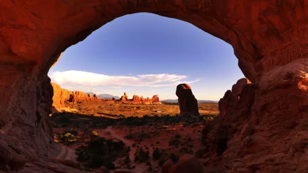 Arches National Park Windows Avsnitt Sunset Double Arch Utah Sydvästra — Stockvideo