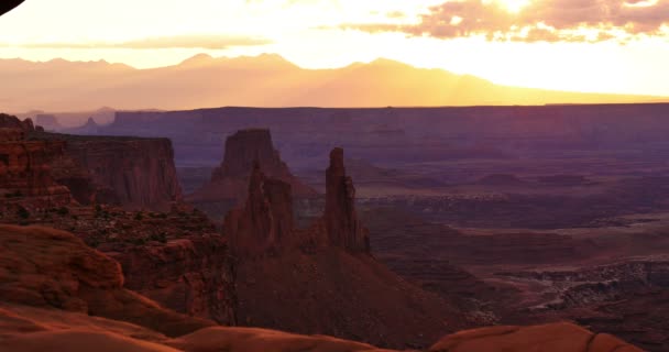 Mesa Kemer Zamanı Gündoğumu Kanyonları Ulusal Parkı Utah Güneybatı Abd — Stok video