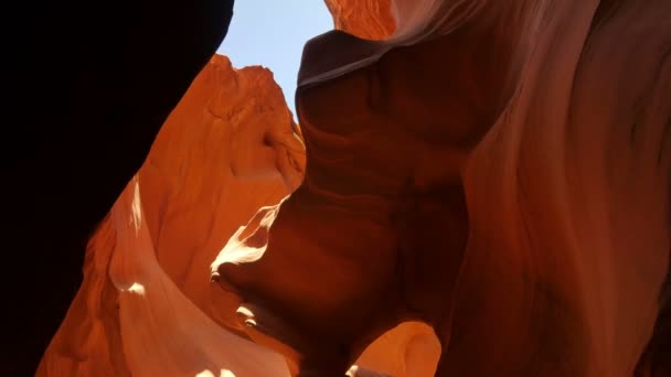 Antelope Canyon Slot Canyon Στην Αριζόνα Tilt Κάτω Νοτιοδυτικά Ηπα — Αρχείο Βίντεο