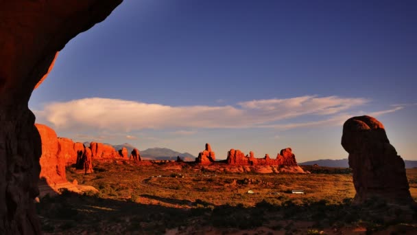 Archi Parco Nazionale Finestre Sezione Tramonto Doppio Arco Utah Sud — Video Stock