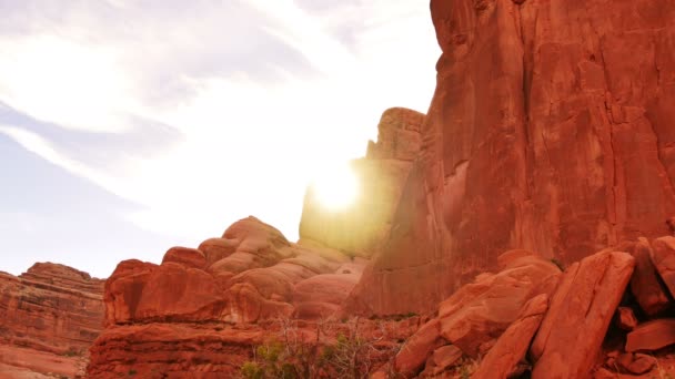 Arches National Park Zeitraffer Sonnenuntergang Der Park Avenue Utah Südwest — Stockvideo