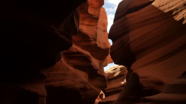 Antelope Canyon Slot Canyon Arizona Incline Sudoeste Dos Eua — Vídeo de Stock