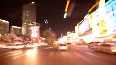 Las Vegas Bulvarı Sürat Sürüşü POV Araç Hiperlapa Çekimi Nevada 'da ABD' de